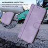 For Samsung Galaxy M14 5G Global Line Splicing Buckle Retro Leather Phone Case(Purple)