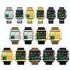 BINBOND B3332 Square Multifunctional Sports Quartz Waterproof Watch(Black Steel-Black-White)