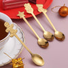 2pcs /Pack Christmas Stainless Steel Spoon Tableware Gift Set, Color: Pink Box Golden Socks+Stars