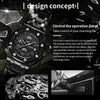 OCHSTIN 6100D Multifunctional Quartz Waterproof Luminous Steel Strap Men Watch(Black+Rose Gold)