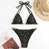 Woman Sexy Star Gilding Two Piece Bikini Swimsuit, Size:M(Black)