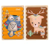 QBT01 Children Double-Sided Wooden Puzzle Bar Puzzle Toy(Owl + Deer)