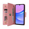 For Samsung Galaxy A16 5G Rivet Buckle 9 Cards Three Fold Leather Phone Case(Rose Gold)