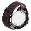 CAGARNY 6818 Fashionable DZ Style Large Dial Dual Clock Quartz Movement Sport Wrist Watch with Leather Band & Calendar Function for Men(Brown Band Black Case)