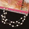 Pearl Multi-Layer Temperament Necklace Earring Bracelet set, Metal color:Gold