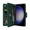 For Samsung Galaxy S25 5G Rivet Buckle 9 Cards Three Fold Leather Phone Case(Green)