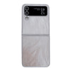 For Samsung Galaxy Z Flip4 5G Silver Edge PC Folding Phone Case(Feather Yarn)