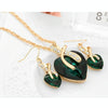 3 PCS / Set Women Heart Shaped Crystal Zircon Earring Necklace Jewelry Set(Green)