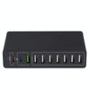 MFT-03Q 10 in 1 65W QC3.0 USB Smart Fast Charger, EU Plug(Black)