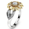 Fashion Female Cute Sunflower Crystal Rings for Women, Ring Size:11(White)