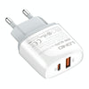 LDNIO Q229 QC3.0 / PD20W USB + Type-C Fast Charger with 1m Type-C to 8 Pin Cable, Plug Type:EU Plug(White)