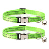 Reflective Cat Collar with Bell, 2 Pack, XS (19-30cm), Green