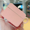 For AirPods Pro 2 Litchi Texture Leather Sticker Earphones Protective Case(Pink)