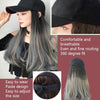Hat Wig Integrated Gradient Highlighting Long Curly Hair Cap Long Hair Micro-Volume Wig(Gradient Aoki Grey Pick Haze Blue 60CM)