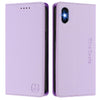 For iPhone X / XS RC01 Dual-Folded Magnetic Suction RFID Leather Phone Case(Light Purple)