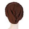 Ladies Turban Cap Milk Silk Single Braid Cap Rivet White Pearl Hooded Cap, Size:58cm(Black)