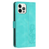 For iPhone 12 Pro Max Tulips Embossed Leather Phone Case with Lanyard(Green)