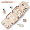 PU Large Ccapacity Waterproof Toiletry Cosmetic Bag with Hook Travel Storage Bag(Pink)
