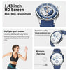 HD Watch X 1.43 inch IP68 BT5.3 Sport Smart Watch, Support Bluetooth Call / Sleep / Blood Oxygen / Heart Rate / Blood Pressure Health Monitor(Silver Steel + Blue Silicone Strap)