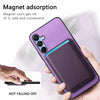 For Samsung Galaxy A16 Retro Magsafe Card Bag PU Back Cover Phone Case(Purple)