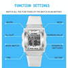 SYNOKE 66188 Student Square Dial Colorful Luminous Waterproof Electronic Watch(White)