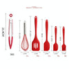 6 in 1 Silicone Kitchenware Slotted Spatula Scraper Egg Beater Brush Food Clip Set(Red)