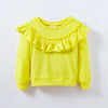 Spring and Autumn Girls Cotton Long-sleeved Ruffled Sweatshirt, Height:104cm(Champagne Yellow)