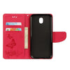 For Galaxy J7 (2017) (EU Version) Pressed Flowers Butterfly Pattern Horizontal Flip Leather Case with Holder & Card Slots & Wallet & Lanyard (Red)
