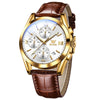 OLEVS 2872 Men Three Eyes Six Needles Chronograph Waterproof Quartz Watch(White + Gold)