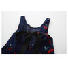 Summer Girls Cherry Pattern Sleeveless Dress, Kid Size:90cm(Navy Blue)