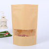 50 PCS Zipper Self Sealing Kraft Paper Bag with Window Stand Up for Gifts/Food/Candy/Tea/Party/Wedding Gifts, Bag Size:9x14+3cm(Transparent)