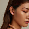 S925 Sterling Silver Fluorescence Pink Flower Women Earrings
