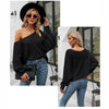 Female Sexy Strapless Knit Shirt Loose Bat Sleeve Knitted Tops, Size: M(White)