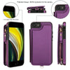 For iPhone SE 2022 / 2020 / 8 Double Flap Zipper RFID Leather Phone Case with Short Lanyard(Dark Purple)