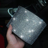Car-Studded Trash Can Personality Car Hanging Trash Bag Multi-Function Car Storage Box(White Diamonds)