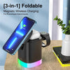 T15 3 in 1 Magnetic Magsafe Wireless Charger Folding Charging Stand For iPhone / iWatch / AirPods(White)