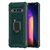 For LG V60 & V60 ThinQ Carbon Fiber Protective Case with 360 Degree Rotating Ring Holder(Green)