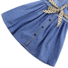 Summer Girl Sleeveless Denim Skirt Dress, Size:120cm(Dark Blue Dot Belt)