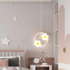 Children Room Bedside Warm Sunflower Chandelier, Color: Round Pink White Light