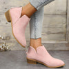 Autumn And Winter Pointed Low-Heeled Boots Women Low Tube Boots, Shoe Size:40(Pink)