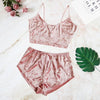 Ladies Sexy Velvet Crop Tops Pants Set Underwear Pajamas, Size: XL(Red)