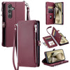 For Samsung Galaxy A36 Leather Stitching Multi-card Slot Zipper Phone Case(Wine Red)