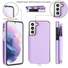 For Samsung Galaxy S22+ 5G Double Flap Zipper RFID Leather Phone Case with Short Lanyard(Light Purple)