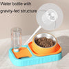 Cat Food & Water Bowl Set - Grey & White - Self-Filling - Raised