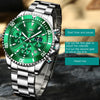 OLEVS 2870 Men Multifunctional Chronograph Three Eyes Waterproof Quartz Watch(Green + Silver)