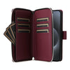 For iPhone 15 Pro Nine-card Slots Zipper Wallet Bag Leather Phone Case(Wine Red)