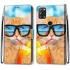 For Alcatel 3X 2020 Coloured Drawing Cross Texture Horizontal Flip PU Leather Case with Holder & Card Slots & Wallet & Lanyard(Cat Drinking Soda)