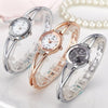 2 PCS Steel Belt Diamond Mirror Digital Scale Quartz Watch Bracelet Watch for Women(rose gold)