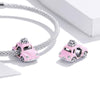 S925 Sterling Silver Pink Car Beads DIY Bracelet Necklace Accessories