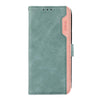For Samsung Galaxy A26 5G ABEEL Color Block Magnetic RFID Leather Phone Case(Cyan-Pink)